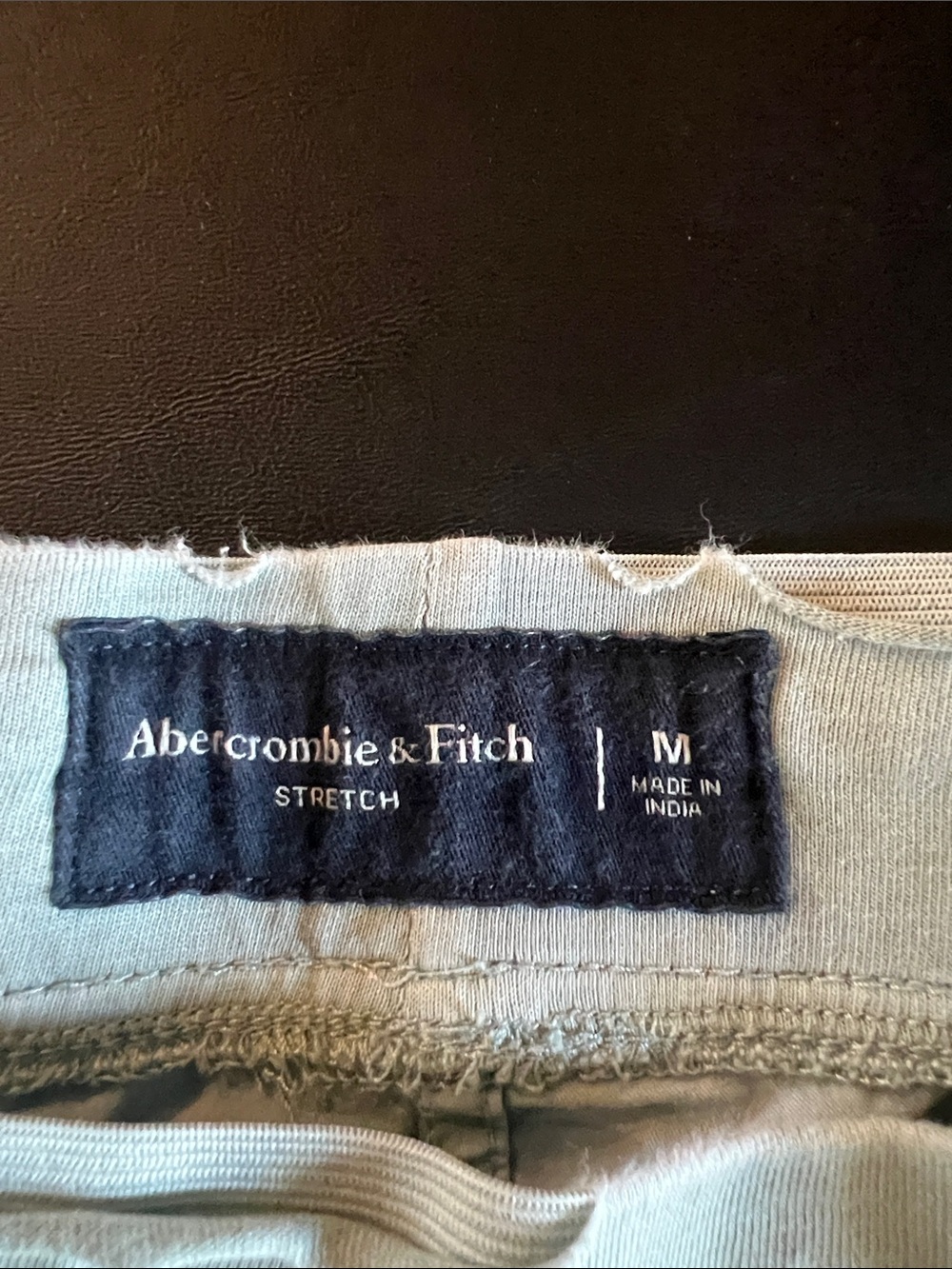 Abercrombie & Fitch sage green shorts with navy label - Picture 2 of 3